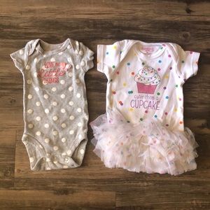 Two Graphic Onesies size 0-3 M
